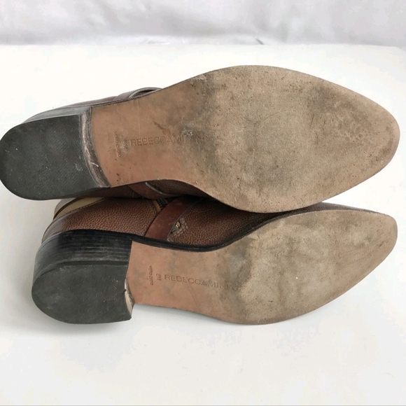 REBECCA MINKOFF BOOTS - Ankle Womens Tan/Brown Leather/Suede Mix Boots 8M - Picture 9 of 9